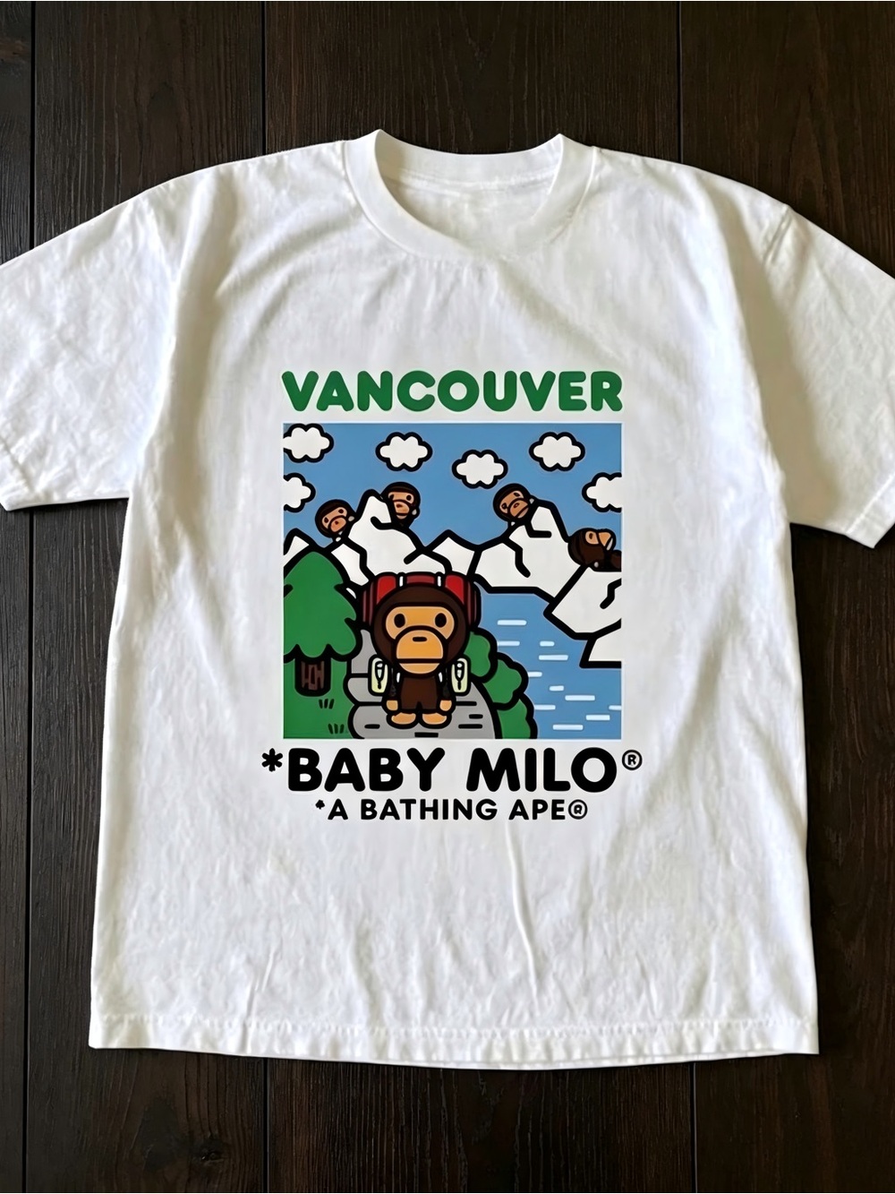 Mountain Adventure Graphic Tee with Cartoon Character Print